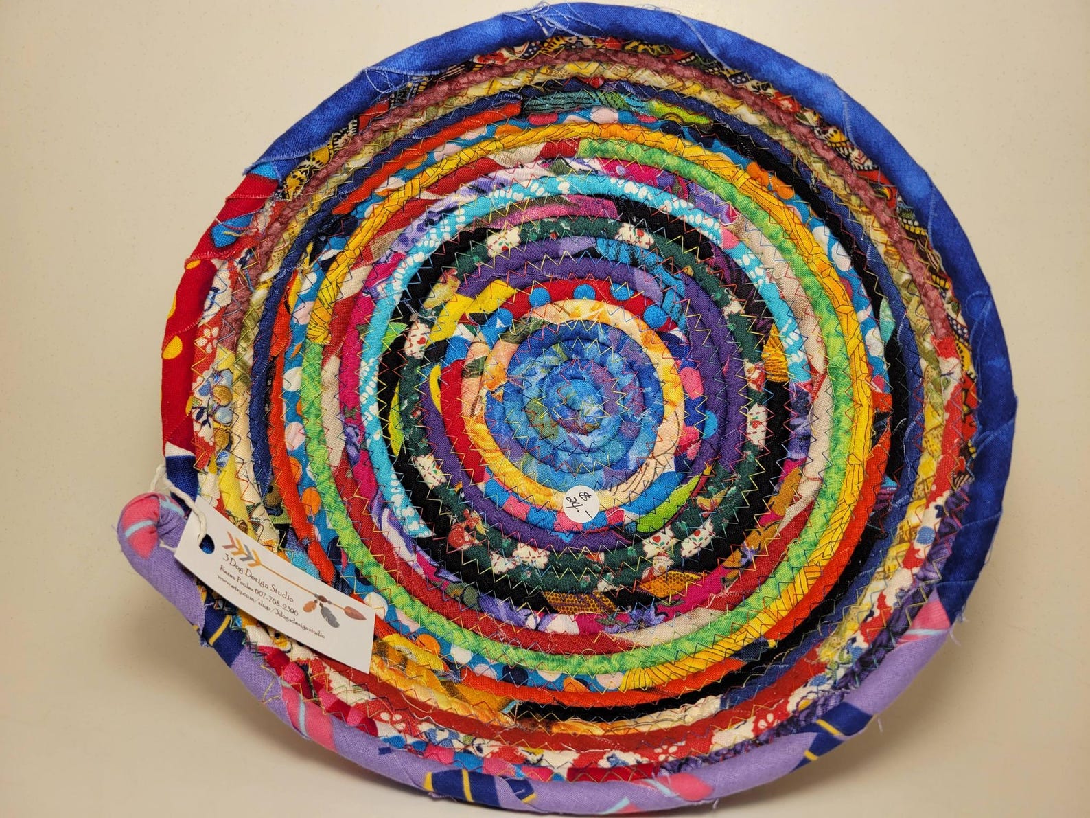 Rope Fabric Bowl - Coiled Rope Basket - Clothesline Basket - Rag Basket ...