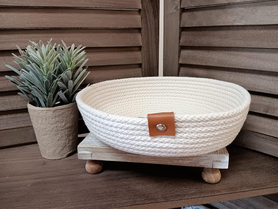 Rope Fabric Bowl - Coiled Rope Basket - Clothesline Basket - Rag Basket ...