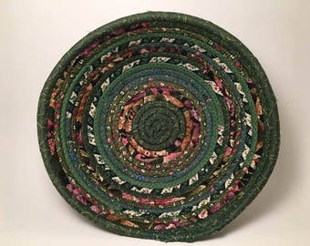 Fabric Bowl - Coiled Rope Basket - Clothesline Basket - Rag Basket - Fiber