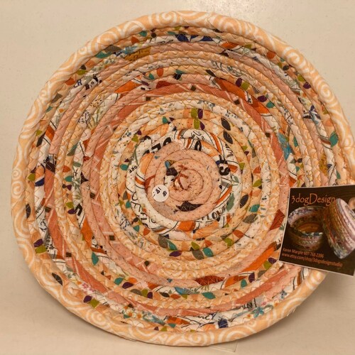 Fabric Bowl Coiled Rope Basket Clothesline Basket Rag Etsy