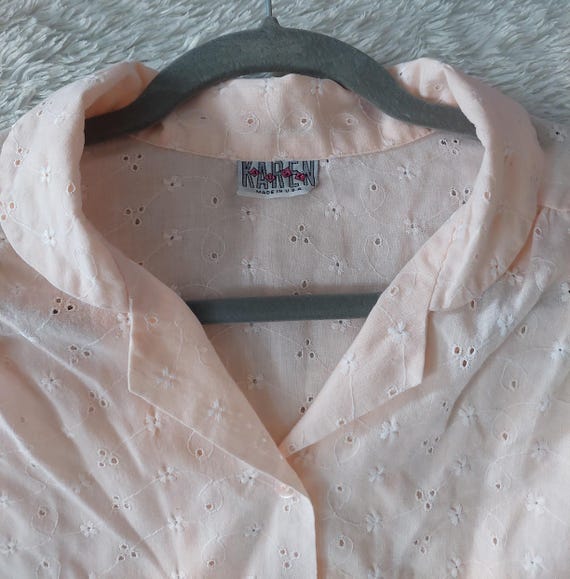 Cottagecore eyelet button down blouse - image 1