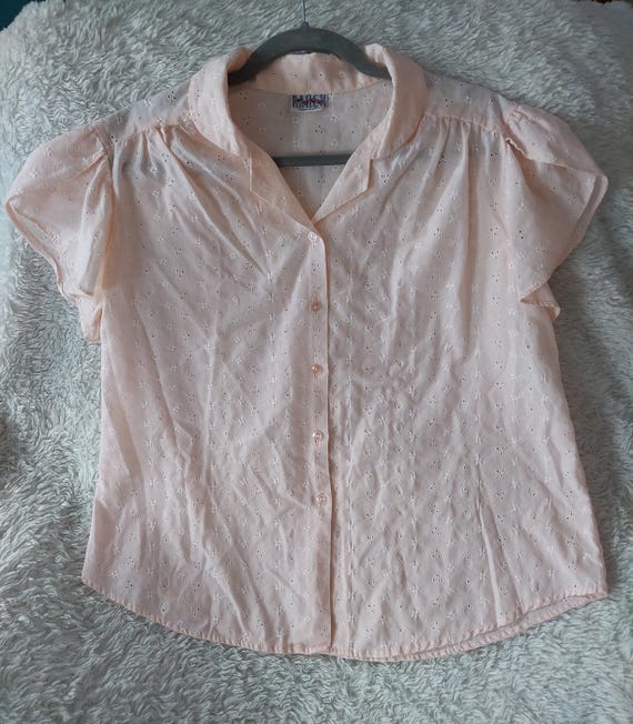 Cottagecore eyelet button down blouse - image 2