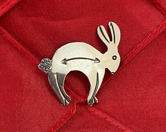 Native American Small Rabbit Pin Sterling Silver Signed WIL