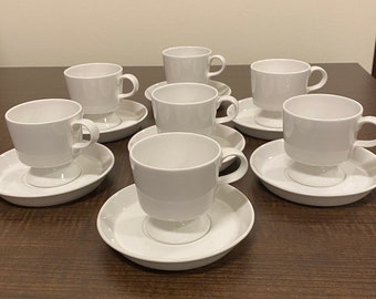 Set of 7 Excellent Vintage Arabia Porcelain Cups & Saucers - Made In Finland 1949-1964