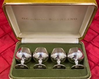 Vintage Gorham Cordial Mini Goblet Cups - 955 Sterling Silver in Original Case