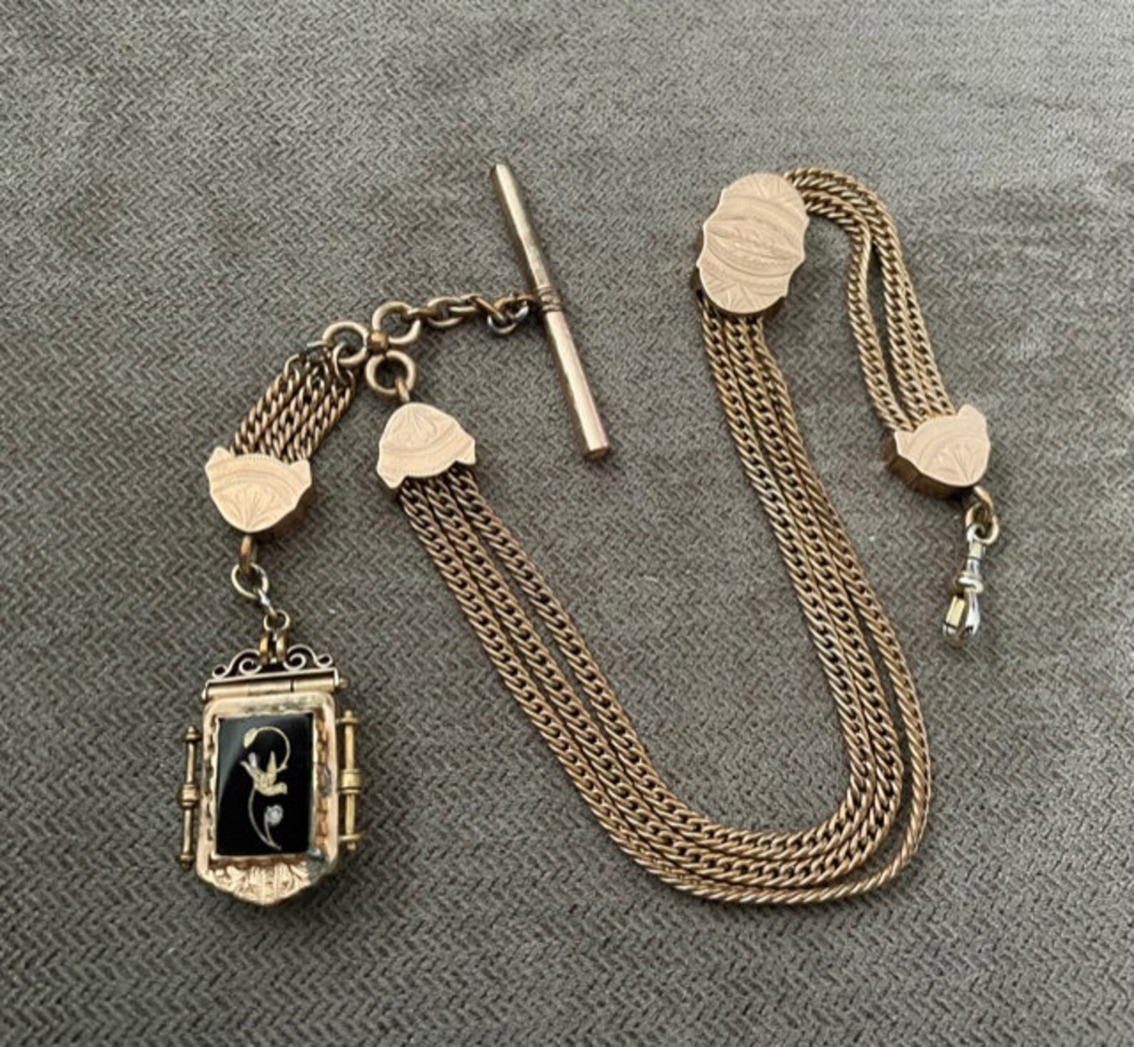 UNIQUE Pocket Watch/TRIPLE Vest Chain in Rose Gold Tone Etsy
