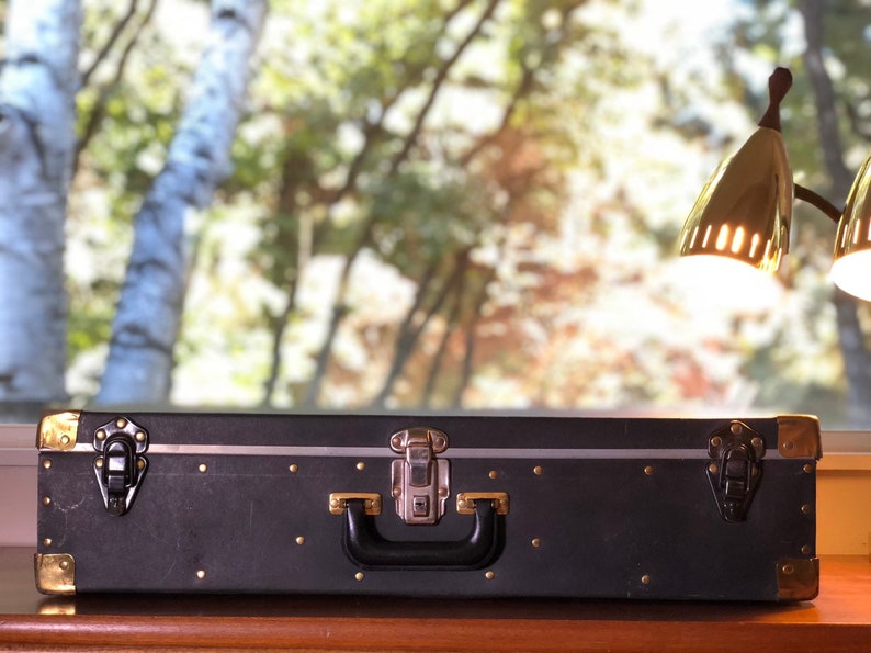 Vintage Suitcase Photography Case Trunk Black /& Gold