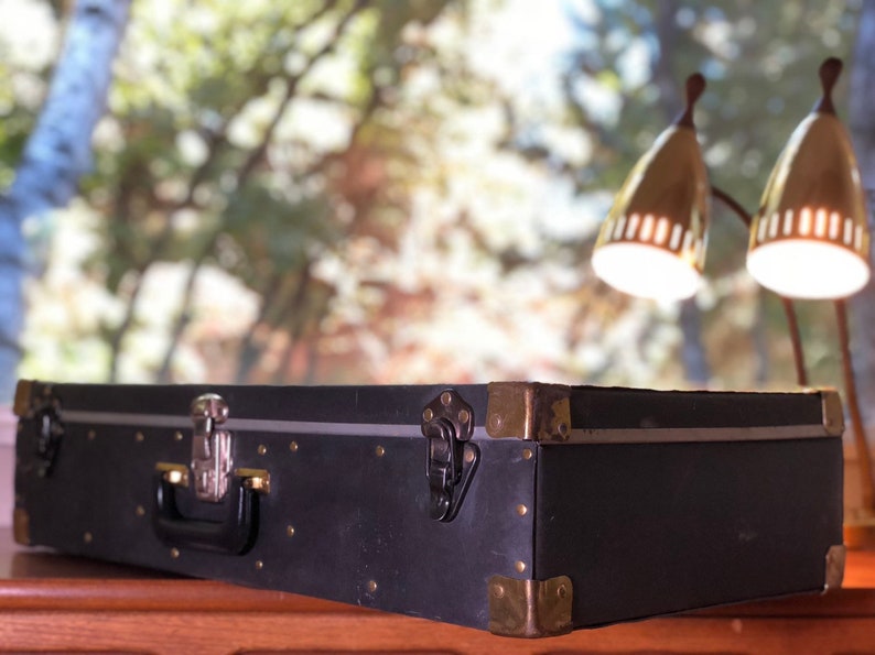 Vintage Suitcase Photography Case Trunk Black /& Gold