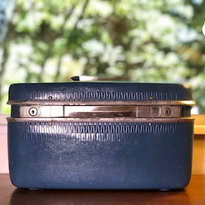 Vintage Train Case Blue Samsonite Horizon - Make Up Bag Toiletry Bag Travel Case