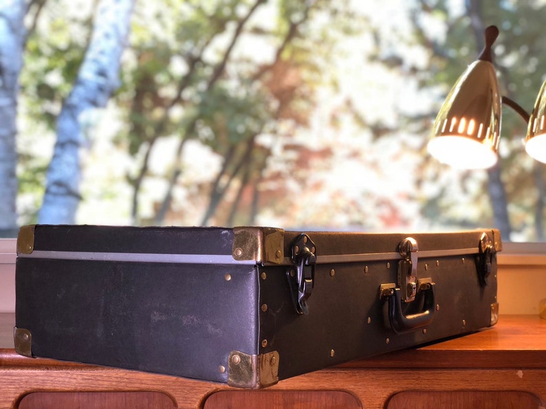 Vintage Suitcase Photography Case Trunk Black /& Gold