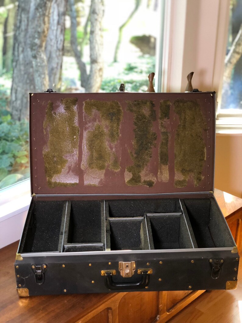 Vintage Suitcase Photography Case Trunk Black /& Gold