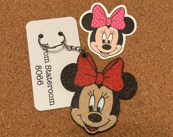 Disney Minnie Mouse Keychain, Personalized Tag & Sticker