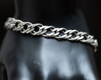 Thick Sterling Silver Rombo Double Link Bracelet