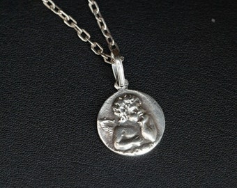 Silver, Guardian Angel Gabriel Pendant with Chain