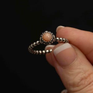 Sterling Silver Pandora Bubble Ring, Pink Opal Centre, Size 9