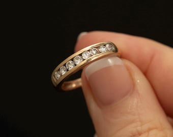 Vintage 9ct Gold Half Eternity Ring · 8 CZ Channel Set Band