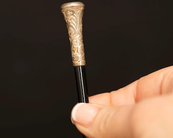 Antique Sterling Silver Cigarette Holder · German Repoussé Floral Tip · Victorian Smoking Accessory