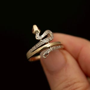 Vintage 9ct Gold Diamond Snake Ring · Ruby Eyes Wrap Ring