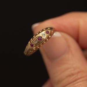 Antique 1922 9ct Gold Ruby & Diamond Ring · Birmingham · Size 6.75