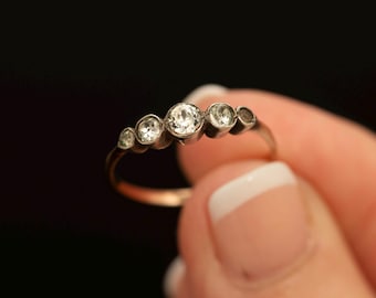 Antique 9ct Gold Paste Ring · Victorian Five Stone Ring