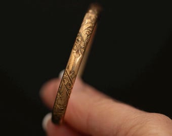 Vintage Rolled Gold Blumen Armreif · Gravierte Scharnier Armband · Petite Handgelenk