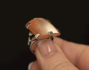 Vintage Resin Statement Ring · Sterling Silver Claw Set · Mid Century Moder