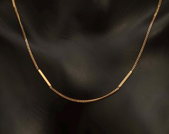 Vintage 10K Gold Bar Station Necklace · 15 Inch · Fine Chain