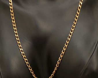 Vintage 10k Gold Curb Chain Necklace · 24 Inch · 13.3 Grams