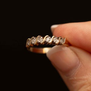 Vintage 10k Gold Diamant Band | Größe 4.75 Zusteckring | Geschwungener Gold Diamant Ring