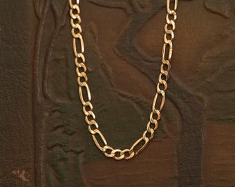 Vintage 14K Gold Figaro Chain Necklace · 18 Inch · 4.2mm · Aurafin