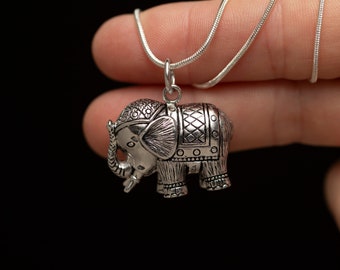 Silver Elephant Pendant with Trunk Up for Good Luck