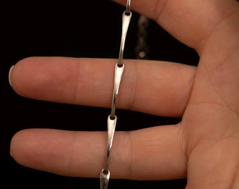 Vintage Sterling Silver Segmented Bracelet · Modernist Curved Link Design · 7 Inch