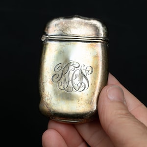 Sterling Silver Vesta Case / Match Safe Minimalist With Engraved Initials