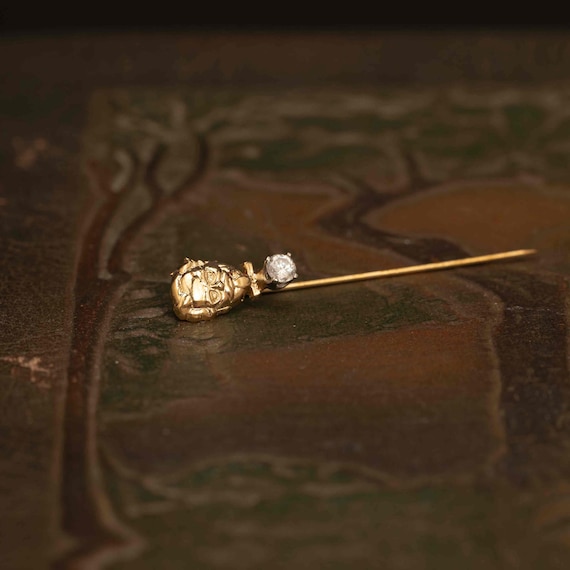 Vintage 14k Gold Colonel Sanders Stick Pin with CZ St… - Gem