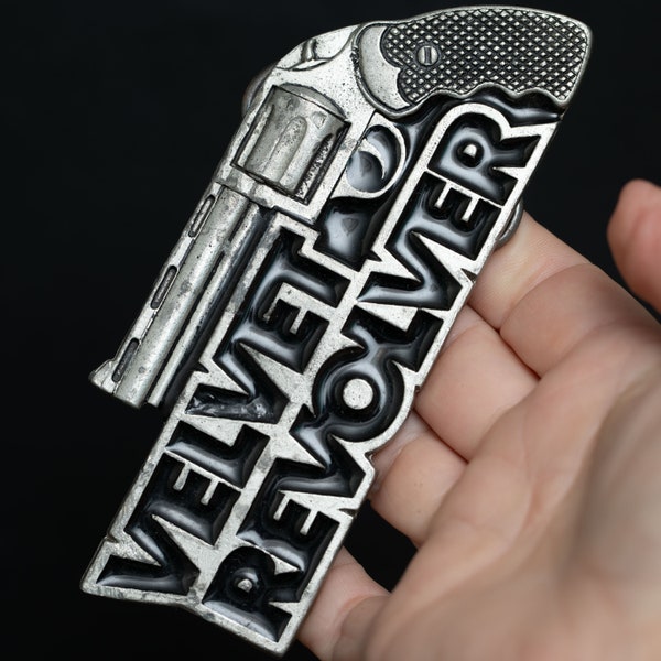 Vintage Samt Revolver Gürtelschnalle - Rock N 'Roll Sammlerschatz