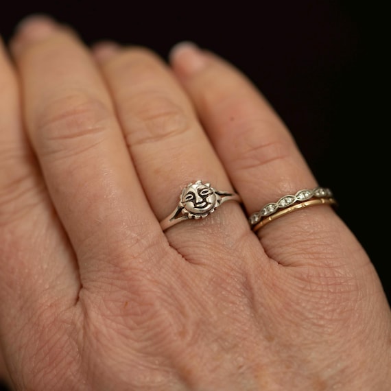 Sterling Silver Sun Face Ring · Celestial Motif ·… - image 5