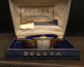 Vintage Bulova Ladies Watch · Art Deco Rectangular Watch · Original Box · Working