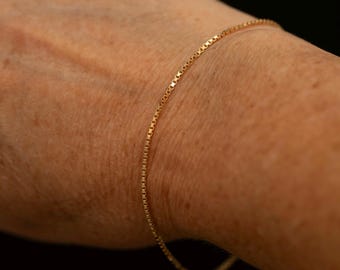 Vintage 10K Gold Box Chain Bracelet · 7 Inch · 1.2 mm