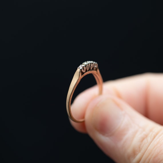 10k Gold Estate Wedding Stacking Ring with 4 Diam… - image 8