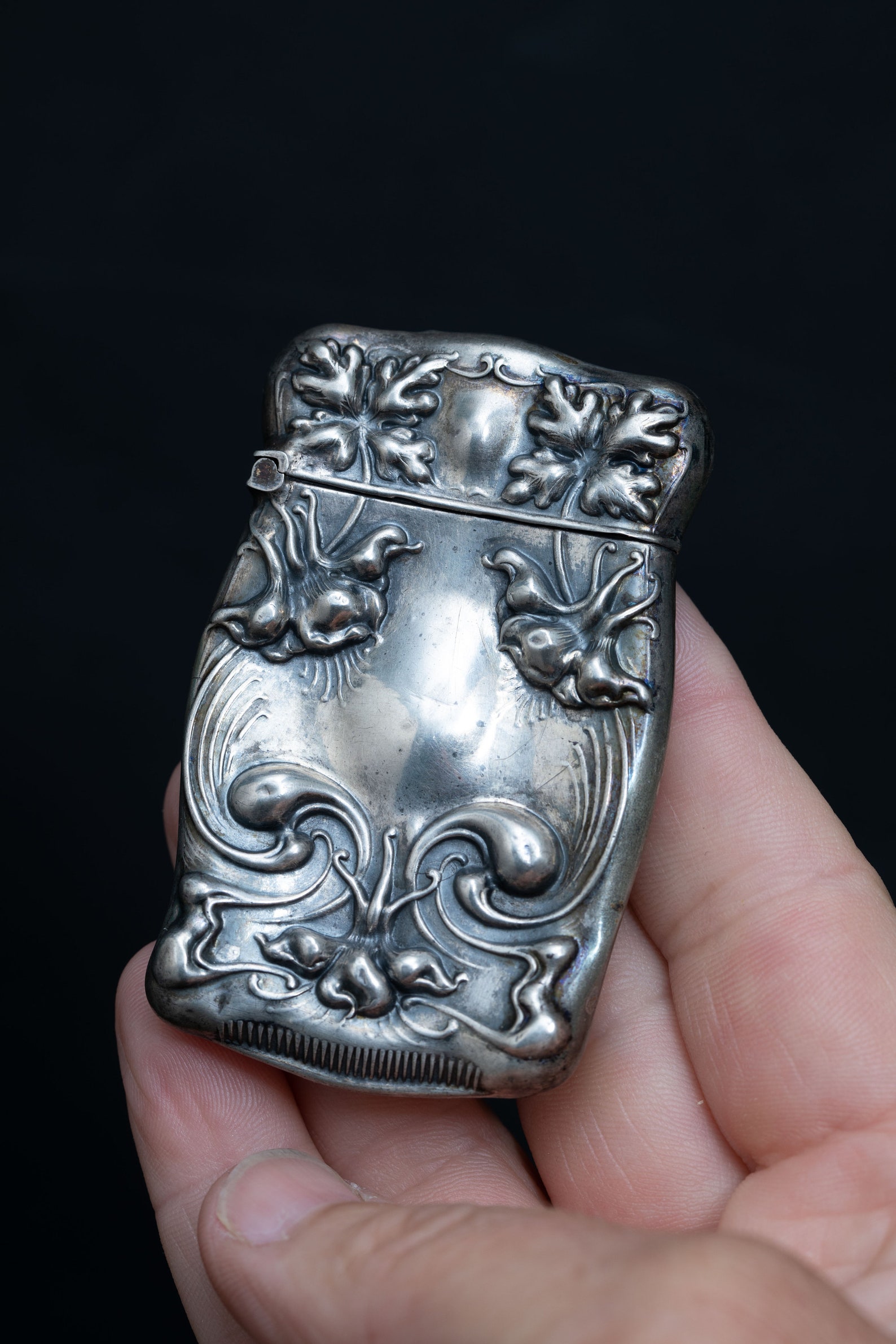 Sterling Silver Victorian Nouveau Match Safe Vesta Case With Floral ...