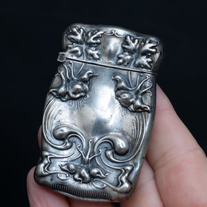 Sterling Silver Victorian Nouveau Match Safe Vesta Case With Floral ...