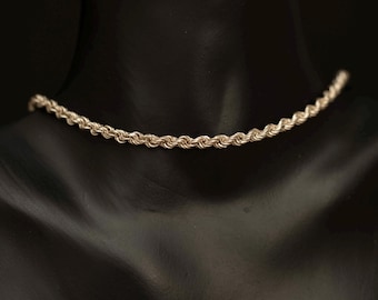 Vintage Sterling Silver Rope Chain Necklace · 15 Inch · 13.1 Grams