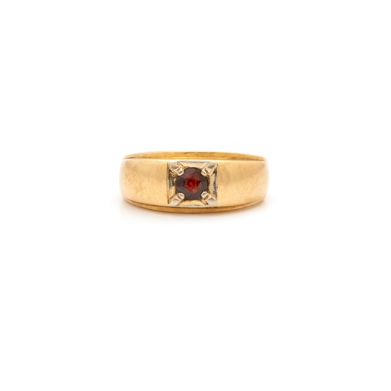 Handmade 10K Gold Rhodolite Garnet Solitaire Ring… - image 3