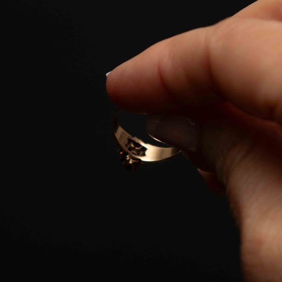 10k Gold Victorian Style Ruby Paste Ring with Opa… - image 10