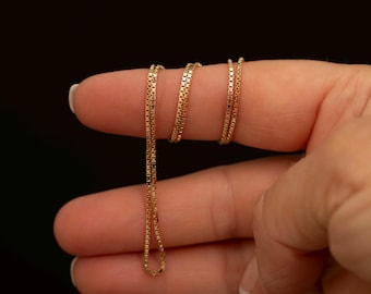 Vintage 10K Gold Box Chain Necklace · 16 Inch · 2.7 Grams