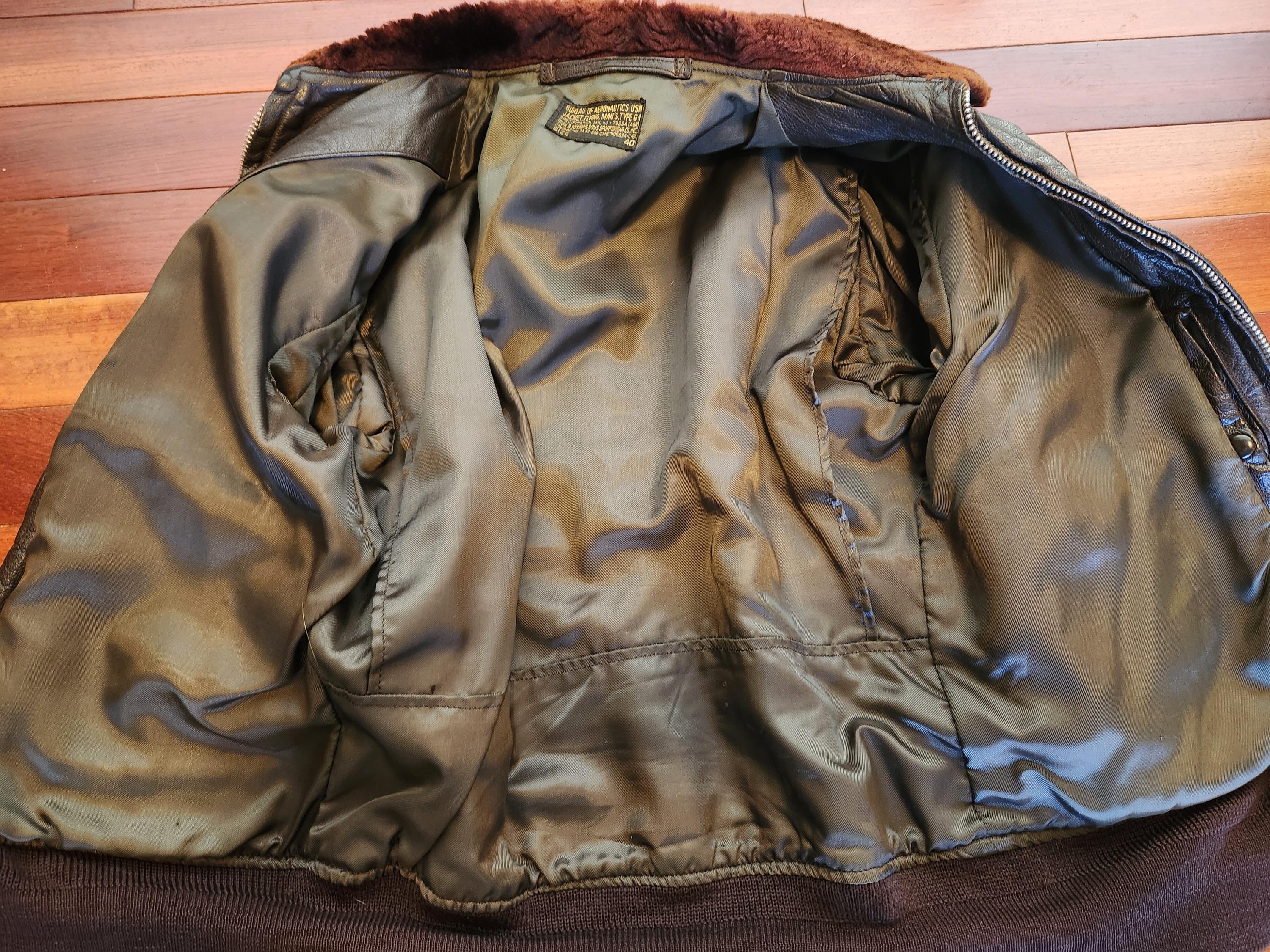 Vintage 60s US Navy G-1 Goatskin Leather Flight Jacket - Size 40