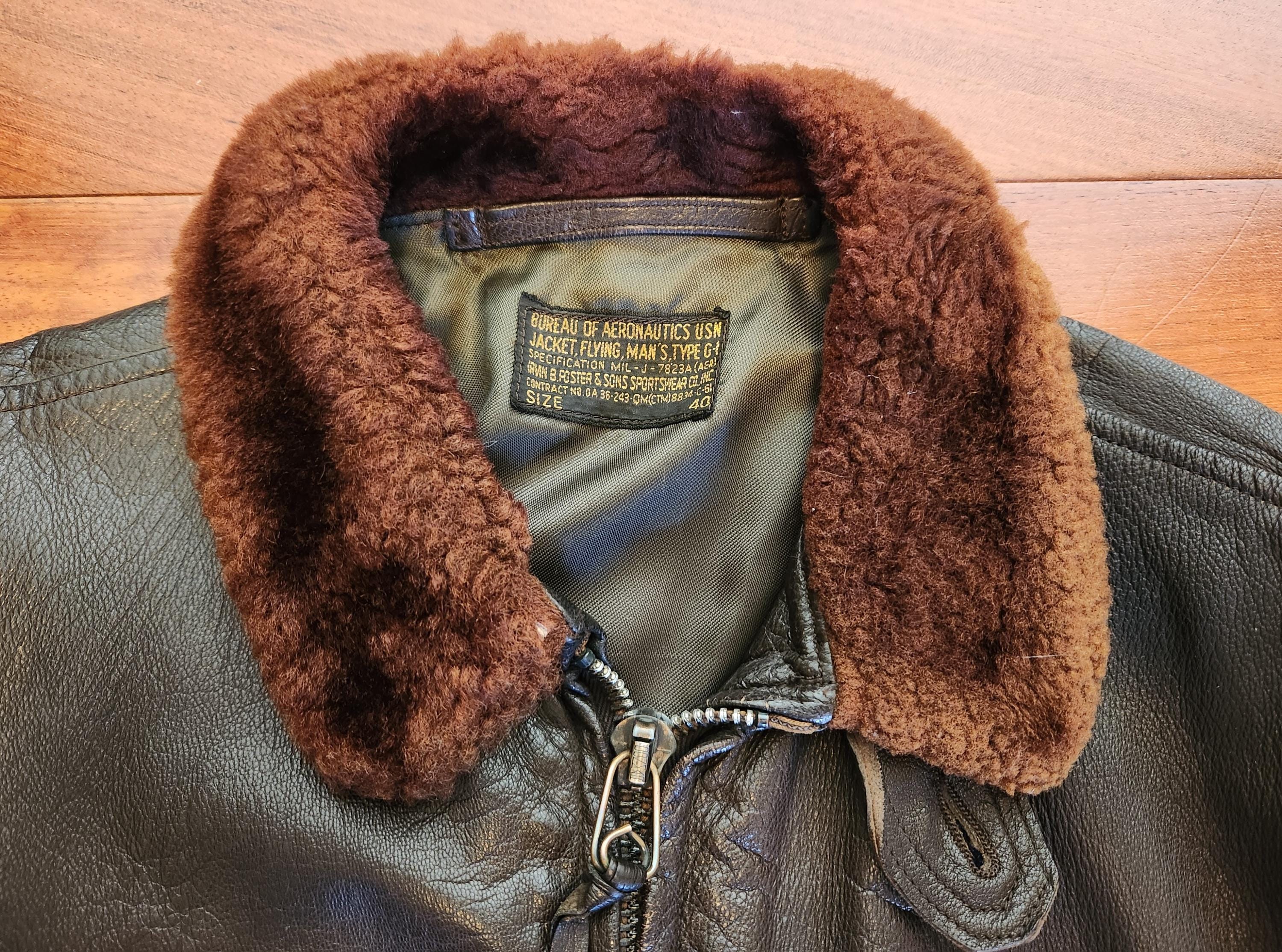 Vintage 60s US Navy G-1 Goatskin Leather Flight Jacket - Size 40