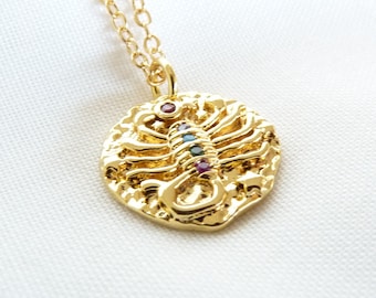 Collar de oro del zodíaco, collar de capas de astrología, colgantes de signos del zodíaco, collar chapado en oro real, regalo de cumpleaños, collar de signos del horóscopo