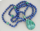 Lapis Lazuli Necklace Mala Necklace for Women Gift 108 Mala Bead Necklace Blue Beaded Hand Knotted Necklace Yoga Jewelry Gift Long Necklaces