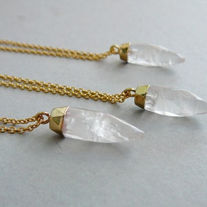 Clear Quartz Necklace Gemstone Necklace Gold Small Quartz Pendant Natural Quartz Pendant Healing Crystal Point Necklaces for women jewelry
